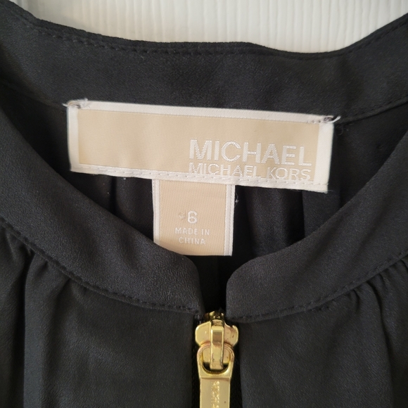 Michael Kors Black Sheer top with gold zipper size 6 - Picture 5 of 6